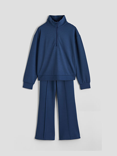 LCW Kids Dik Yaka Kız Çocuk Soft Touch Sweatshirt ve Tayt - S6GT84Z4-HSD