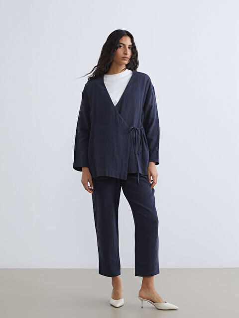 LCW Modest Havuç Kesim Dokulu Kadın Müslin Pantolon - S6GU16Z8-CVM