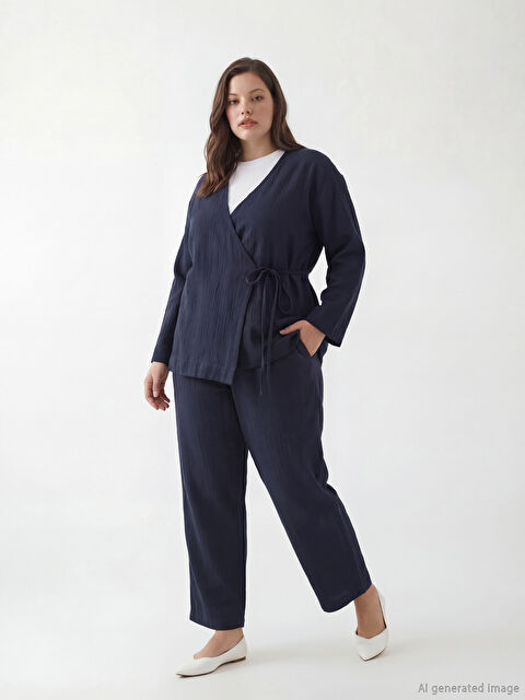 LCW Modest Havuç Kesim Dokulu Kadın Müslin Pantolon - S6GU16Z8-CVM