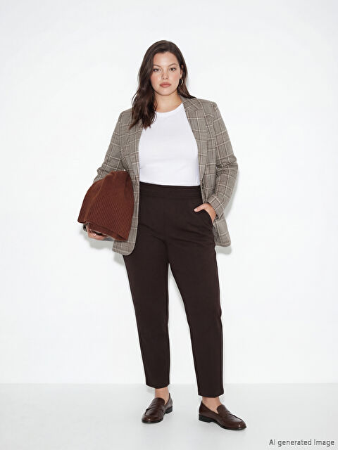 LCW Modest Beli Lastikli Krep Kadın Pantolon	