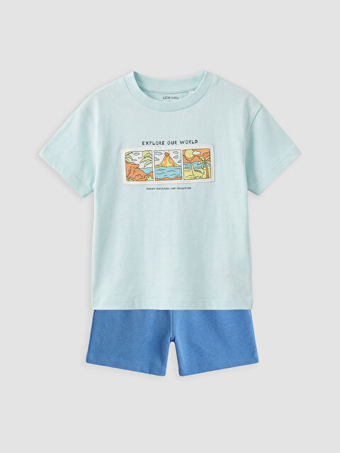 LCW baby Baskılı Erkek Bebek Tişört ve Şort Takım