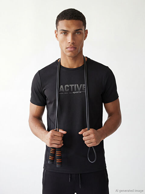 LC WAIKIKI Bisiklet Yaka Baskılı Erkek Spor Tişört - S6GU66Z8-CVL