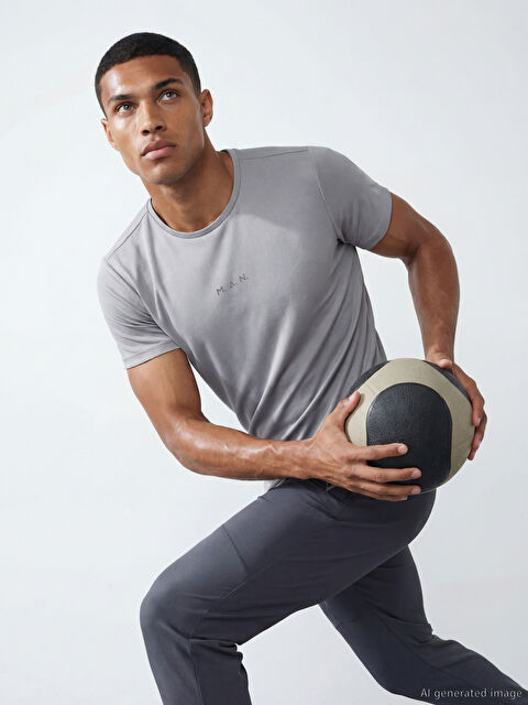 LC WAIKIKI Bisiklet Yaka Baskılı Erkek Spor Tişört - S6GU72Z8-Y2F