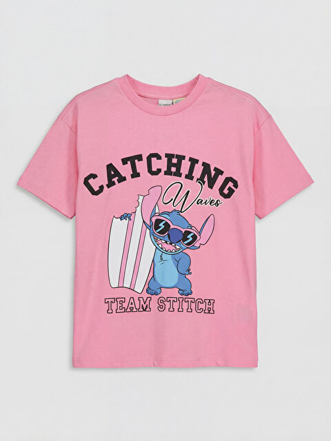 LCW Kids Stitch Baskılı Kız Çocuk Tişört