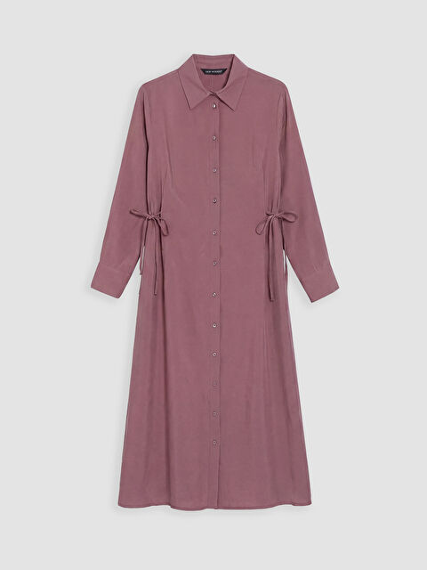LCW Modest Beli Bağlamalı Kadın Gömlek Yaka Gabardin Elbise