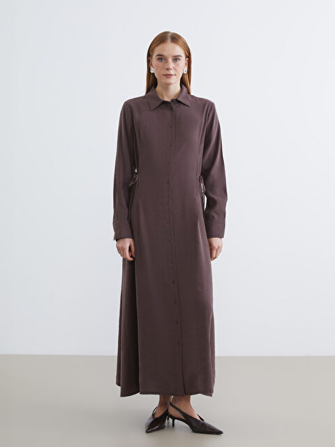 LCW Modest Beli Bağlamalı Modal Karışımlı Gömlek Elbise - S6GV65Z8-ZAH