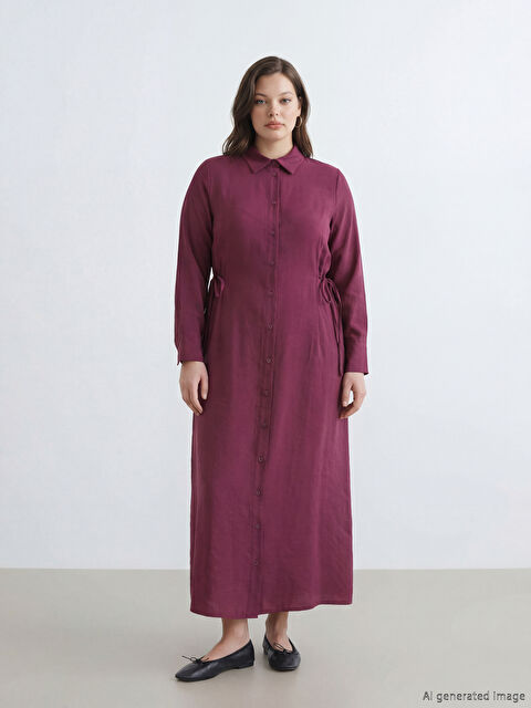 LCW Modest Beli Bağlamalı Modal Karışımlı Gömlek Elbise