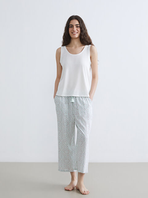 LCW DREAM Elastični struk cvetne ženske kapri pidžama donji deo - S6GV95Z8-LRF