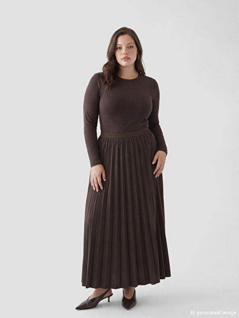 LCW Modest Beli Lastikli Krep Pileli Etek - S6GY02Z8-HCJ