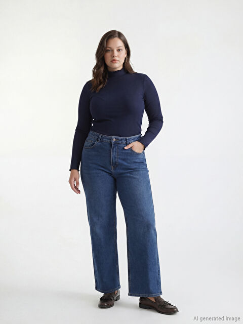 LCW Modest Wideleg Kadın Jean Pantolon	