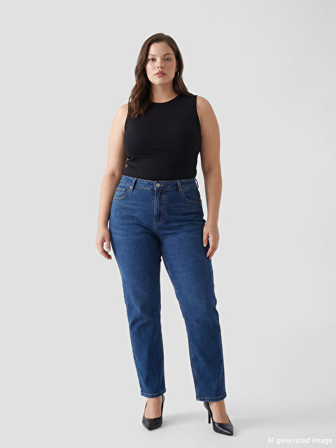 LCW Modest Mom Fit Kadın Jean Pantolon