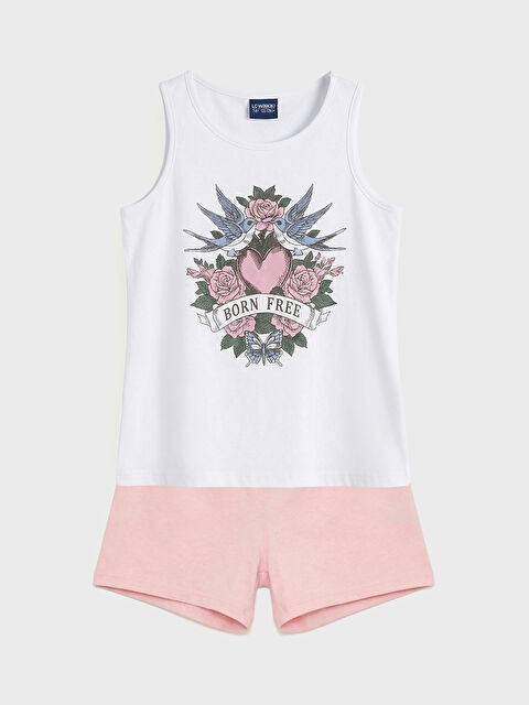 LCW ECO Baskılı Kız Çocuk Şortlu Pijama Takımı - S6H039Z4-QY7