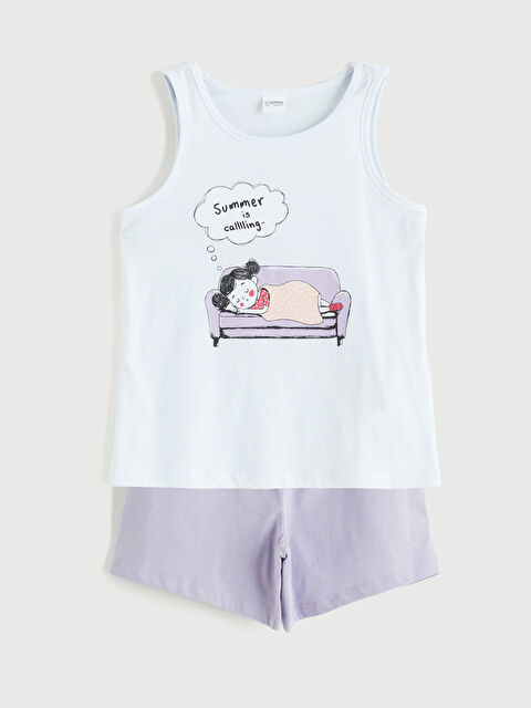 LCW ECO Baskılı Kız Çocuk Şortlu Pijama Takımı - S6H042Z4-FKW