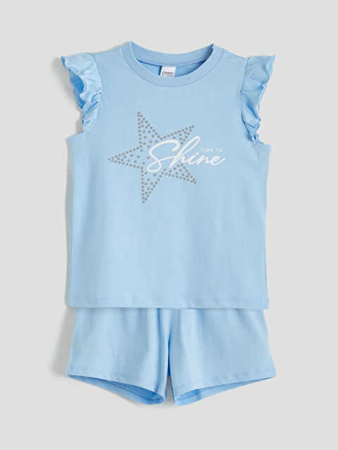 LCW ECO Baskılı Kız Çocuk Şortlu Pijama Takımı - S6H046Z4-QVV