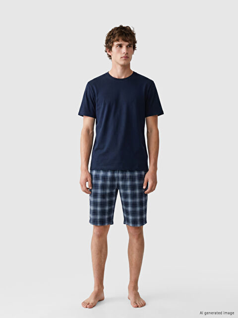 LC WAIKIKI Standart Kalıp Ekose Erkek Şortlu Pijama Takımı