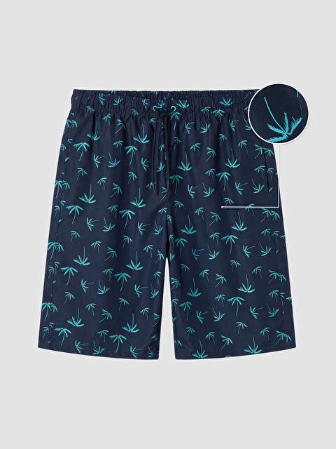 LCW SWIMWEAR Diz Hizası Boy Palmiye Desenli Erkek Deniz Şortu