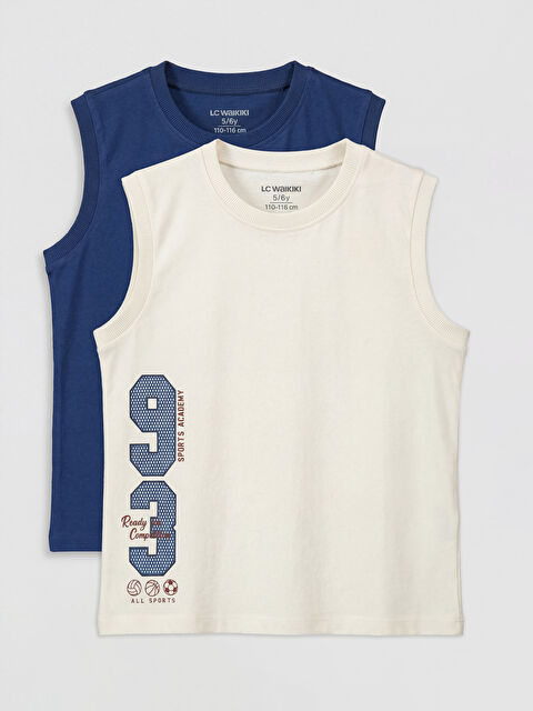 LCW Kids Bisiklet Yaka Baskılı Erkek Çocuk Atlet 2'li