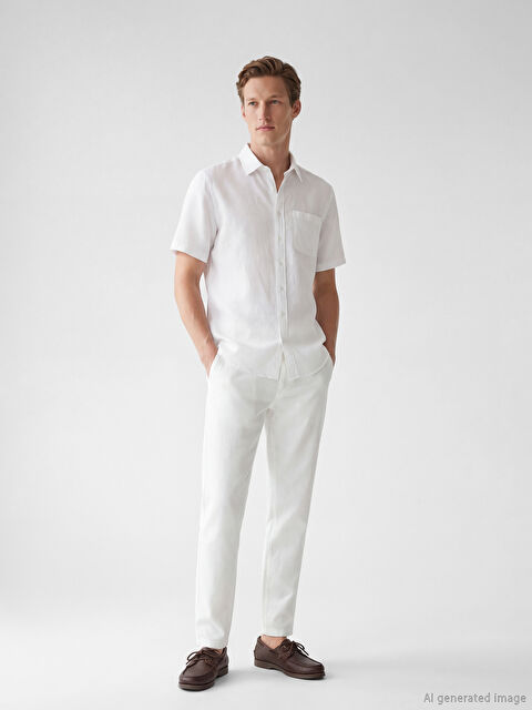 SOUTHBLUE Regular Fit Linen-Look Men's Trousers