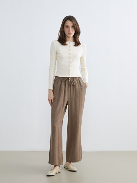 LCW Grace Beli Lastikli Dokulu Kadın Pantolon - S6H319Z8-CUU