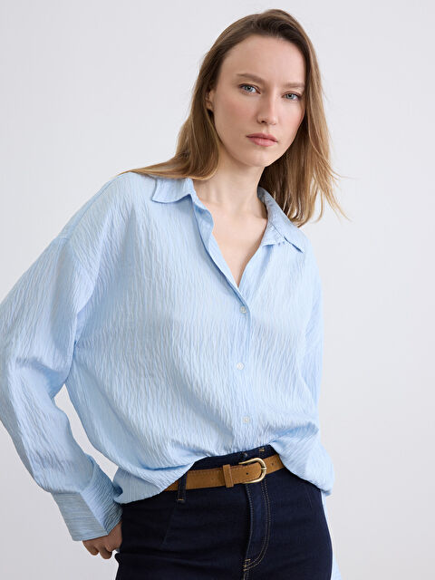 LCW Vision Раирана овърсайз дамска риза от доби плат