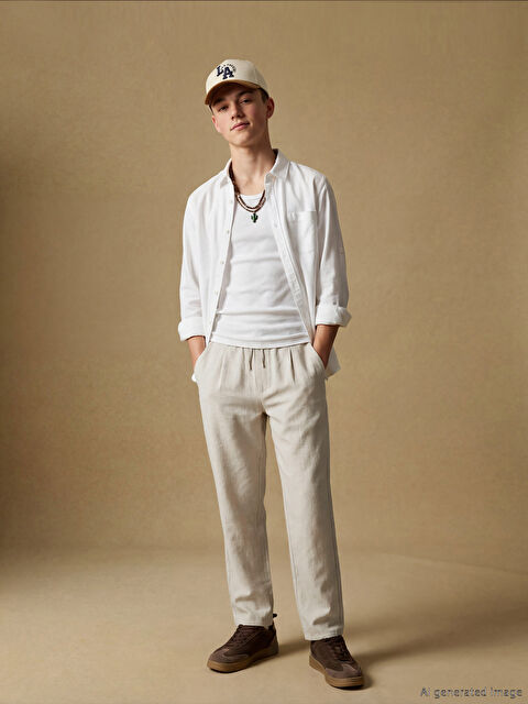 LCW Kids Beli Lastikli Pileli Erkek Çocuk Gabardin Pantolon