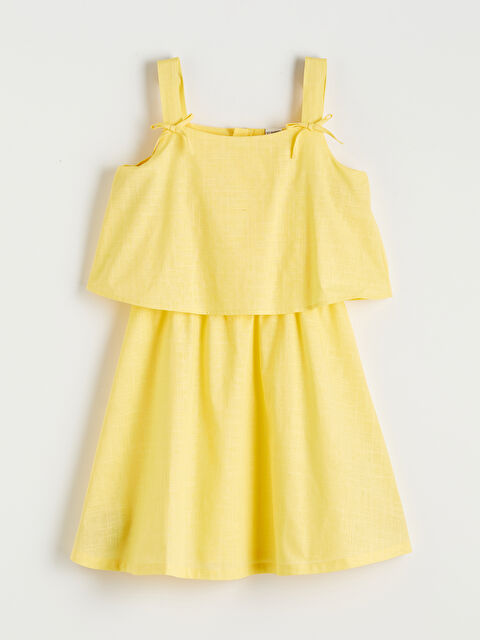 LCW Kids Square Neck Girls' Poplin Dress