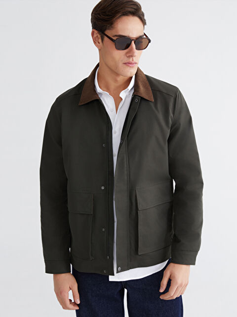 LCWAIKIKI Classic Regular Fit  Kadife Yaka Gabardin Erkek Mont - S6H496Z8-VXK