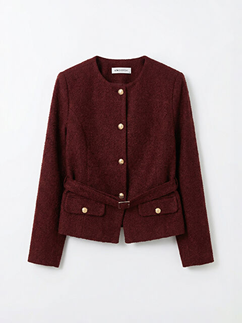 LCWAIKIKI Classic Bisiklet Yaka Kadın Tüvit Ceket - S6H516Z8-2D2