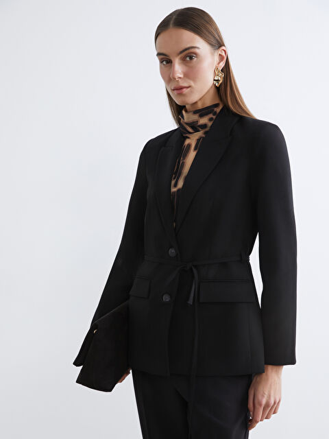 LCWAIKIKI Classic Beli Kuşaklı Kadın Blazer Ceket - S6H528Z8-CVL