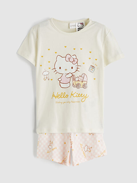 LCW Kids Hello Kitty Baskılı Kız Çocuk Şortlu Pijama Takımı - S6H543Z1-FRR