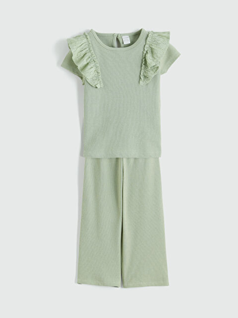 LCW baby Dokulu Fırfırlı Kız Çocuk Bluz ve Pantolon - S6H557Z1-FJY