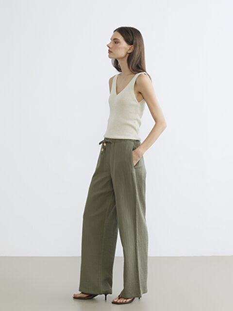 LCW Vision Beli Lastikli Kadın Müslin Pantolon - S6H599Z8-ZS5