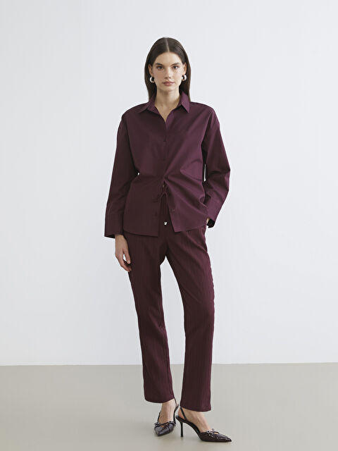 LCW Vision Beli Lastikli Dokulu Havuç Kesim Kadın Pantolon - S6H600Z8-Z7V