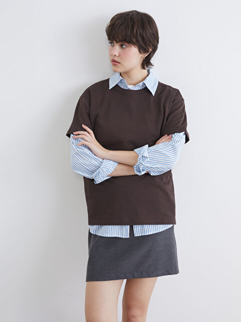 XSIDE Bisiklet Yaka Kadın Tişört - S6H607Z8-1VF