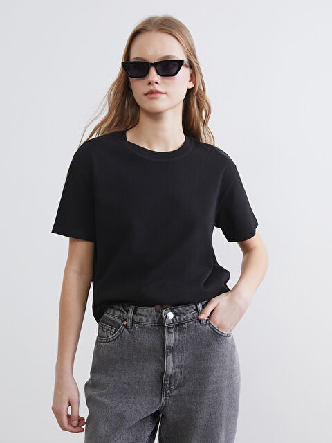 XSIDE Bisiklet Yaka Kadın Tişört - S6H607Z8-CVL