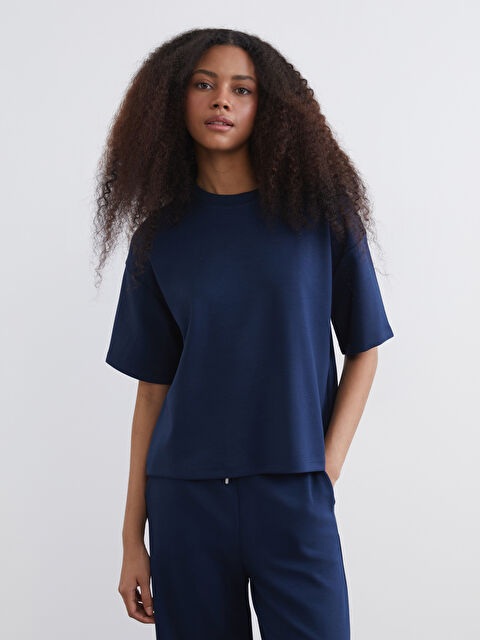 XSIDE Bisiklet Yaka Soft Touch Oversize Kadın Tişört - S6H617Z8-ZEJ