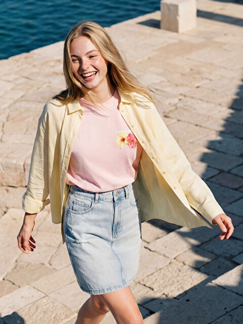 XSIDE Oversize Keten Kadın Gömlek