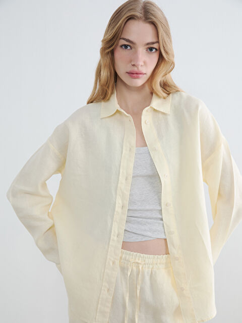 XSIDE Oversize Keten Kadın Gömlek - S6H697Z8-CWZ