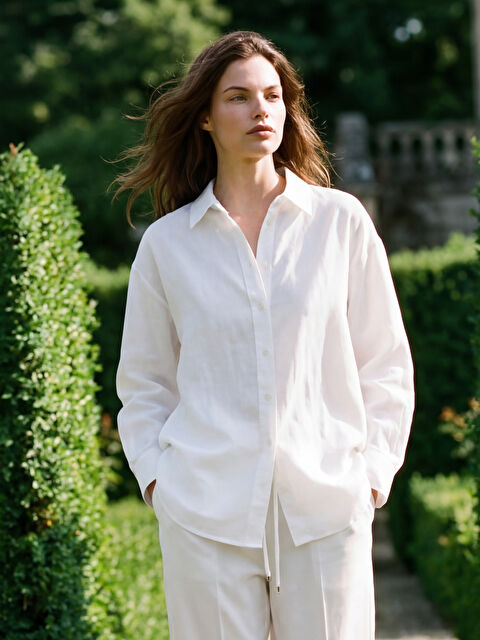 XSIDE Oversize Keten Kadın Gömlek - S6H697Z8-Q6K