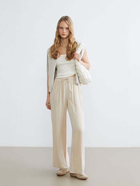 XSIDE Belİ Lastikli Geniş Paça Kadın Pantolon - S6H699Z8-YSB