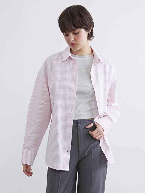 XSIDE Çizgili Oversize Poplin Kadın Gömlek	 - S6H702Z8-LHK