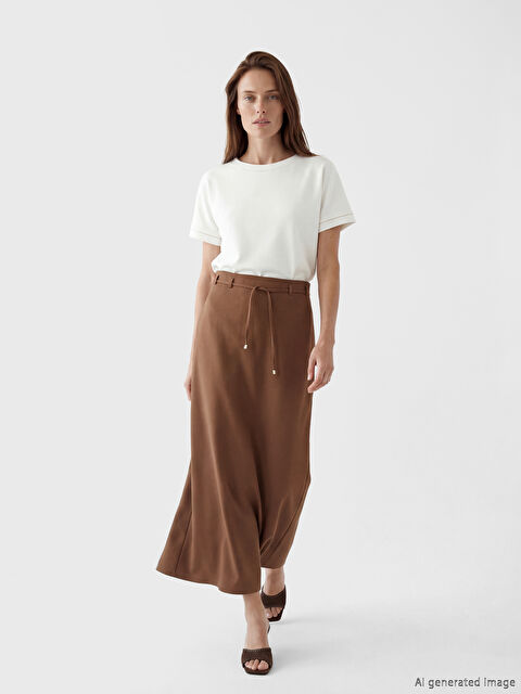 LCW Grace Büyük Beden Beli Lastikli Armürlü Etek	 - S6H851Z8-MPN