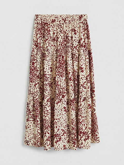 LCW Grace Beli Lastikli Desenli Katkat Etek - S6H858Z8-LRA