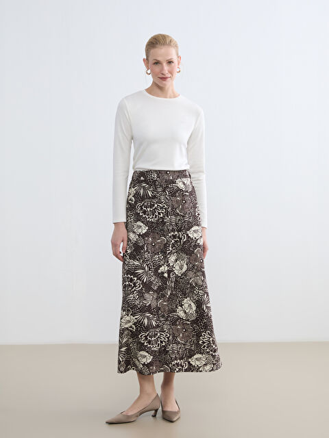 LCW Grace Beli Lastikli Çiçekli Etek - S6H859Z8-LQY