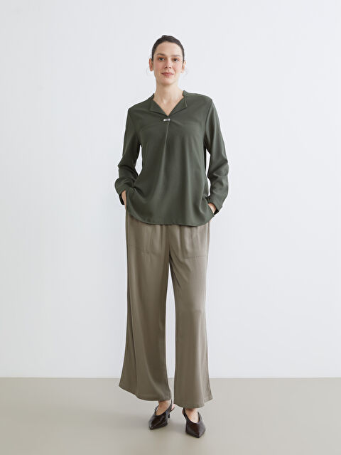 LCW Grace Beli Lastikli Geniş Paça Kadın Pantolon - S6H892Z8-K6V