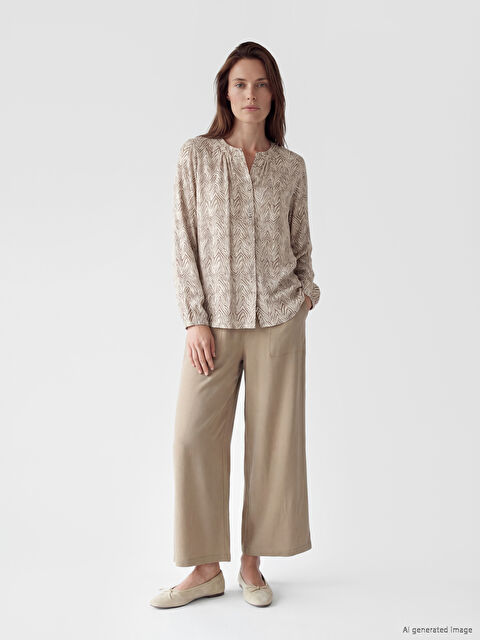 LCW Grace Beli Lastikli Geniş Paça Kadın Pantolon