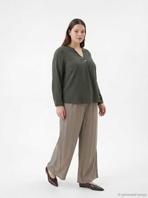 LCW Grace Beli Lastikli Geniş Paça Kadın Pantolon	 - S6H892Z8-K6V