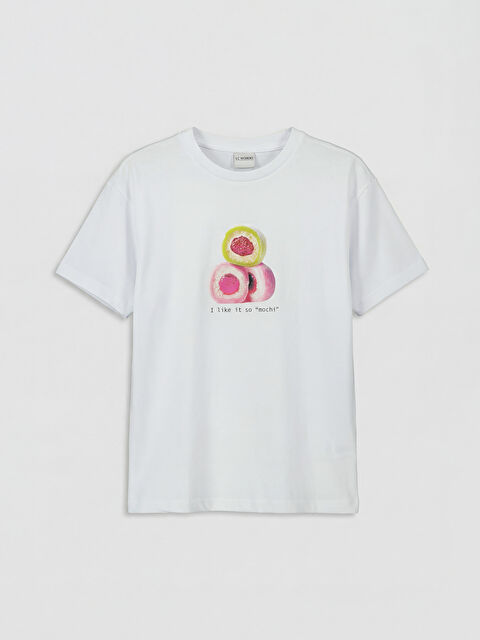 LCW Kids Bisiklet Yaka Baskılı Kız Çocuk Tişört