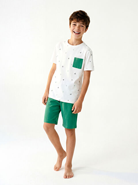 LCW Kids Bisiklet Yaka Erkek Çocuk Şortlu Pijama Takımı