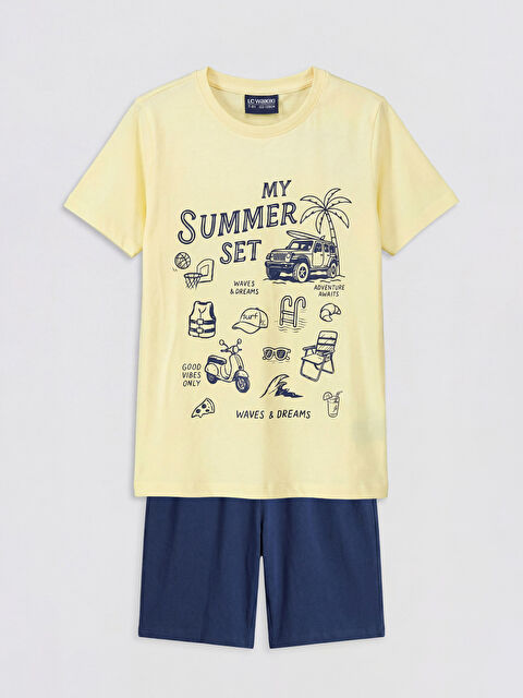 LCW Kids Baskılı Erkek Çocuk Şortlu Pijama Takımı